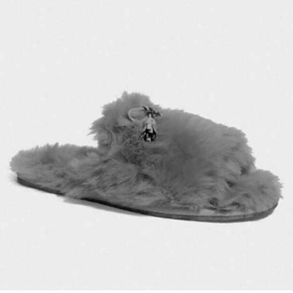 Coach Shoes - Coach Zoe Slipper Grey Fur NWT size 6